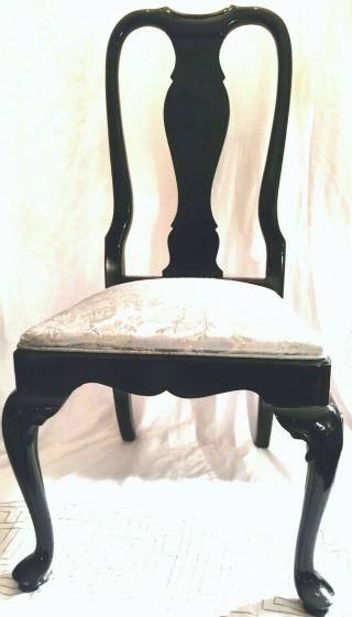 Set Of 4 Century Gloss Black Queen Anne Chairs