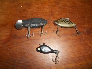 3 Vintage Heddon Lures Sonic Top Sonic Medow Mouse Lure Old Fishing Lures