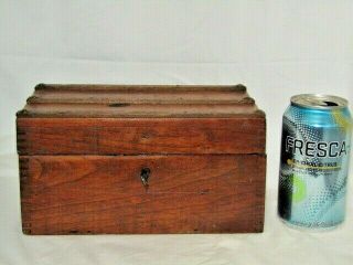 Old Miniature Doll Trunk Wood Slats Finger Joints 8 3/4 " With Key