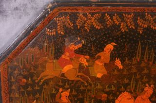 Antique Islamic Persian Qajar Papier Mache Lacquer Polychrome 19c Tray Battle 2