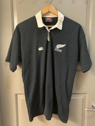 Vintage 90s Canterbury Of Zealand All Blacks Single Stitch Rugby Jersey L