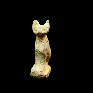 Rare Antique Ancient Egyptian Cat BES Bronze Statue Figure.  VERY UNIQUE.  SMALL 3