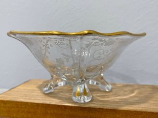 Vintage Antique Possibly Cambridge Clear Etched Glass Open Dish / Bowl 2