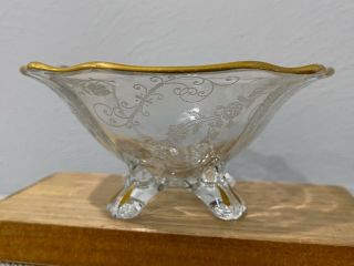 Vintage Antique Possibly Cambridge Clear Etched Glass Open Dish / Bowl 3