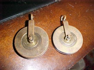 Matched Set Antique G/f Clock Weight Cable Pullys Heavy Solid Brass Ca: 1800 