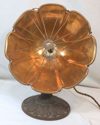 Antique Universal Copper Radiant Electric Heater Cast Iron Base Steampunk
