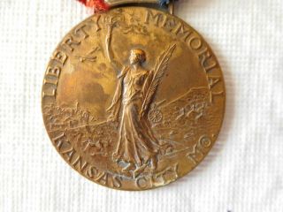 Antique 1921 Wwi Liberty Memorial Dedication Medal & Ribbon Kansas City Missouri