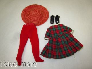 Vintage Betsy Mccall Doll 8 " Outfit Holiday Dress Set Shoes Hat Tights W/ Shoes