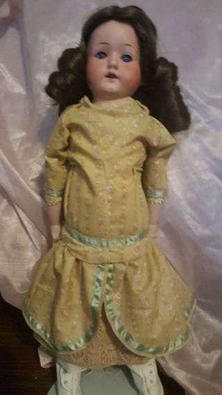 Antique Bisque Heubach Kopplesdorf 275.  8/o Germany Doll 16” Leather Body
