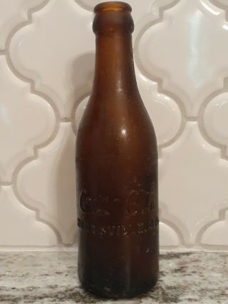 Antique Coca - Cola Amber Huntsville Alabama Straight Side Script Coke Soda Bottle