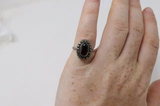A Great Antique Art Deco Sterling Silver 925 Garnet & Marcasite Cluster Ring 122 2