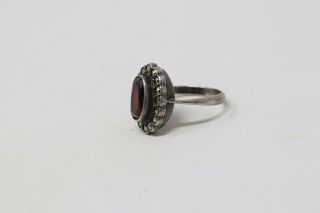 A Great Antique Art Deco Sterling Silver 925 Garnet & Marcasite Cluster Ring 122 3
