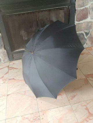 Vintage Black Umbrella Parasol With Bakelite Handle