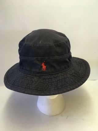 Vintage Ralph Lauren 100 Cotton Bucket Hat Blue Made In Usa Rn41381 Extra Large