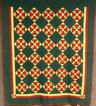Crisp & Pa C 1890 - 1900 Turkey Red Quilt Antique Tee W/ Geese