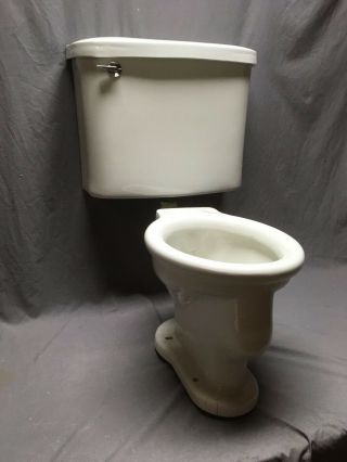 Antique Ceramic White Porcelain Complete Toilet Bowl Tank Lid Old Vtg 214 - 20e