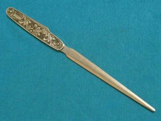 Antique Oriental Japan Engraved Sterling Silver Letter Paper Pen Knife Knives Ec