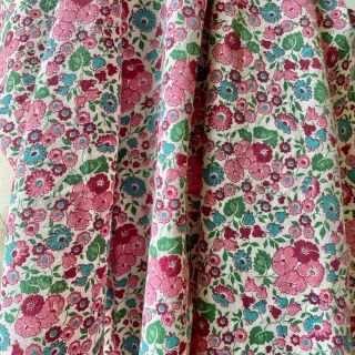 Vintage 40s Cotton Feedsack Fabric Turquoise Pink White Green Floral Flowers