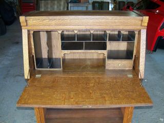 Antique Oak Barrister Bookcase Secretary Desk Quarter Sawn 4
