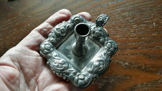 Antique Victorian Wilcox Silver Plate Co Miniature Chamber Candle Stick Repousse