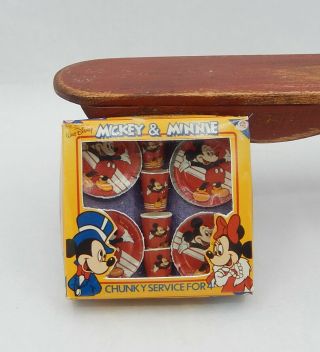 Vintage Mickey Mouse Party Plates Cup Set Artisan Dollhouse Miniature 1:12