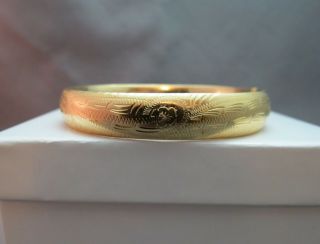 14k Bangle Bracelet Yellow Gold Antique Hinged E Rine 12.  99 Grams 6.  5 " Long