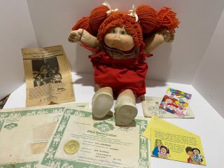 1984 Cabbage Patch Kids Red Head Double Pony With Braids Blue Eyes And Dimples
