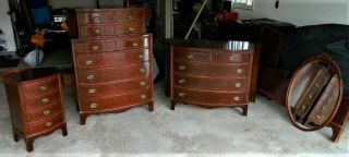 Antique Mahogany Bedroom Set High Chest,  Dresser w/ Mirror,  nightstand &Full size 2