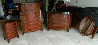 Antique Mahogany Bedroom Set High Chest,  Dresser w/ Mirror,  nightstand &Full size 3