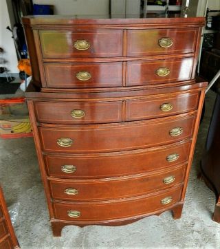 Antique Mahogany Bedroom Set High Chest,  Dresser w/ Mirror,  nightstand &Full size 5