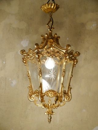 Solid Classic Gold Bronze Lantern Solid Ceiling Lamp Fixtures Chandelier Glass