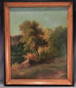 Antique C1875 American Hudson River School Oil Painting Attrib George W.  Waters