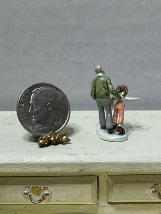Vintage Olszewski ' 84 Bronze Grandpa Children Series Dollhouse Miniature 1:12 3