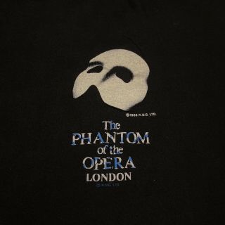 Vintage 1988 Phantom of The Opera London Live Show Promo T Shirt Size L 80s Rare 3