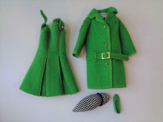 1965 Skipper & Skooter Doll Fashion Town Togs 1922 Green Coat Dress Hat Shoe