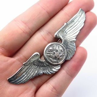 Antique 925 Sterling Silver Wwii Us Army Aviation Aircraft Crewman Badges / Pin