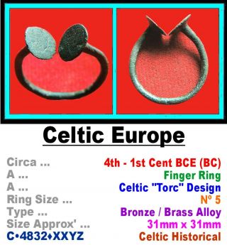 Artefact • Ancient Celtic Europe • Bronze Finger Ring • 4th - 1st C 