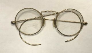 Antique Round Gold Wire Rimmed Bifocal Eyeglasses Fancy/ornate Etching