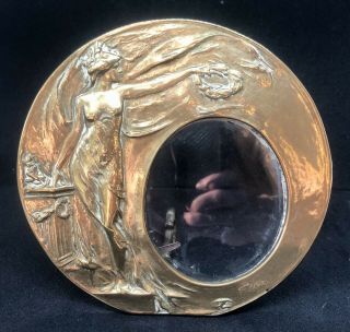Vintage Art Nouveau Brass Picture Frame Wwi Remembrance Goddess Of Peace