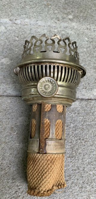 Antique Fancy Nickel Silver Plated Burner B&h Miller Rayo Kerosene Oil Lamp