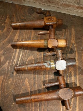 4 Antique Wood Wooden Beer Whiskey Barrel Tap Spigot Spout Handle Keg Bung