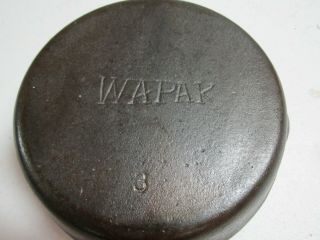 Antique Vintage Wapak Cast Iron Skillet Tapered Logo 3 Frying Pan 1910 - 1926