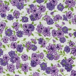1/2 Yard Vintage Fabric 34 " Wide X 18 " Purple Floral