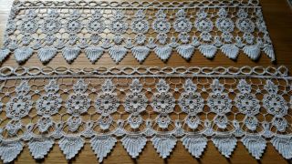 2 Vintage Hand Crocheted Lace Curtain Valances Country,  Cottage,  Shabby Decor