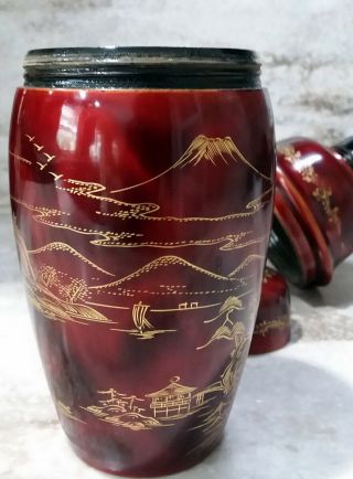 Vintage Red Lacquer Cocktail Shaker
