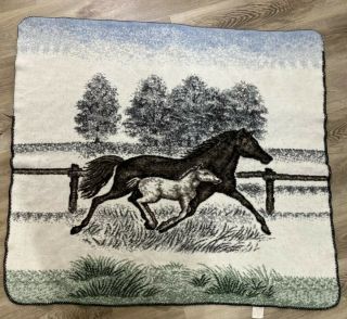 Vintage Momma Horse & Baby Horse 42 X 46 Lap Blanket Throw