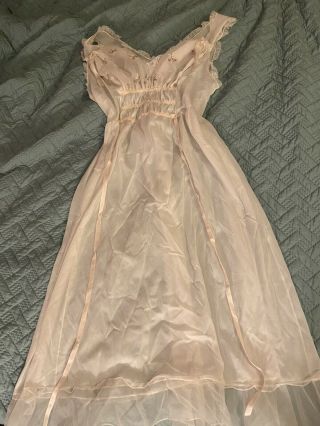 Vintage 1950’s 1960’s Nightgown Dress Bridal White Pink