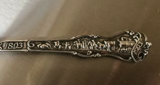 1904 Sterling Silver Spoon Louisiana Purchase Expo Wagon Train St Louis 5.  5” 3