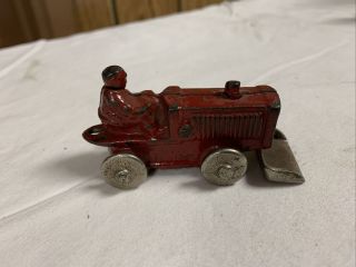 Antique Kilgore 1930’s Red Cast Iron Tractor With Shovel Blade