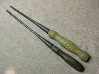 2 Antique Wood Lathe Chisel Buck Brothers & Unmarked Woodworking Tool